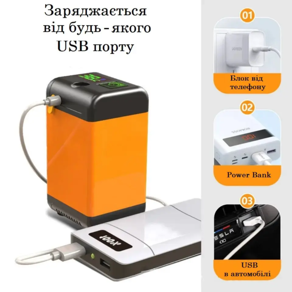 Душ портативний на акумуляторі 7800 мАг, переносний автономний душ з USB зарядкою - Зображення 2